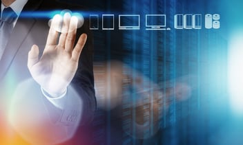 Businessman hand working with a Cloud Computing diagram on the new computer interface as concept-1