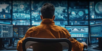 Hombre controlando datos TI