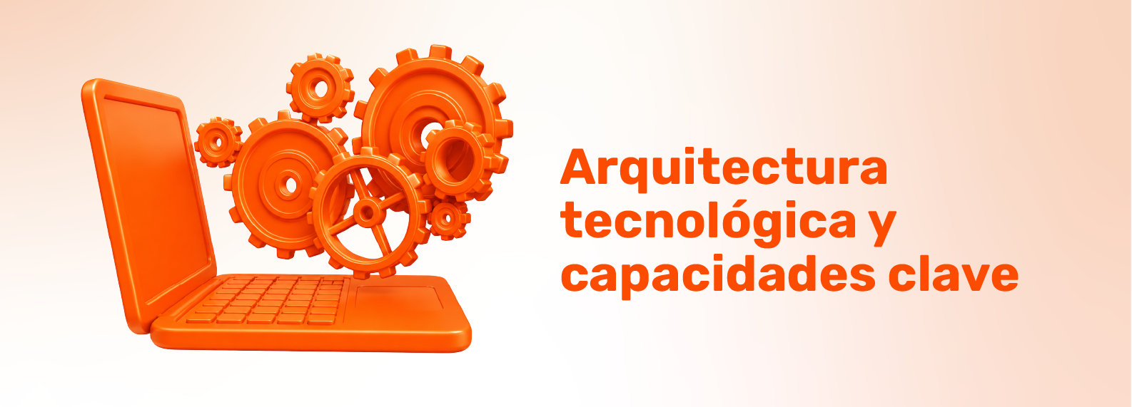 Ilustración 3D de un engranaje con nodos conectores junto al texto «Metodología y casos de uso por sector».
