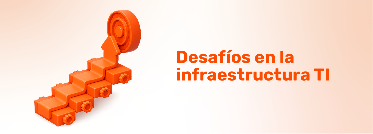 Ilustración 3D de flecha ascendente sobre desafíos en la infraestructura TI